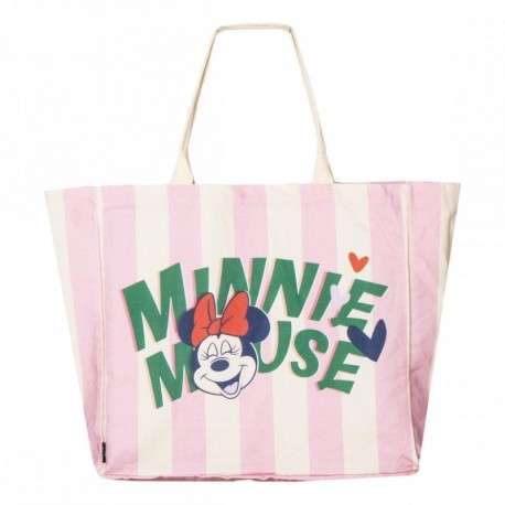 Sac de course rose avec Minnie Mouse et rayures