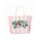 Bolsa de compras rosa con Minnie Mouse y rayas