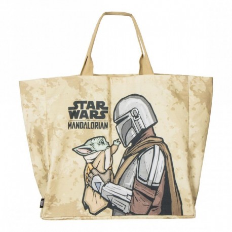 Grand sac shopping The Mandalorian avec illustration Mandalorien et Baby Yoda