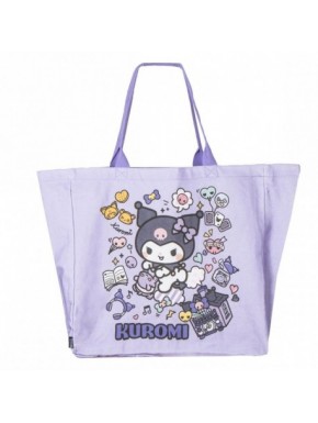 Grand sac shopping Hello Kitty Kuromi lilas avec design amusant