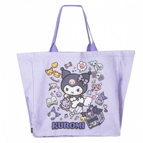 Bolsa shopping XL Hello Kitty Kuromi lila con diseño divertido