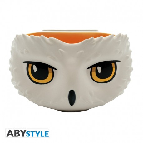 Cuenco 3D de Hedwig de Harry Potter en blanco y amarillo