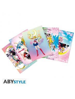 Conjunto de 5 postais de Sailor Moon com designs coloridos