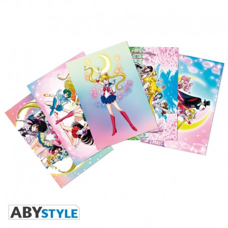 Conjunto de 5 postais de Sailor Moon com designs coloridos