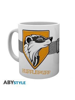 Mug blanc avec le blason jaune de Poufsouffle de Harry Potter