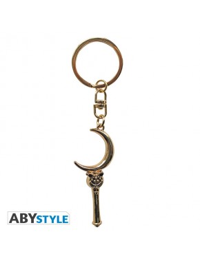 Llavero 3D dorado de Sailor Moon en forma de Moon Stick