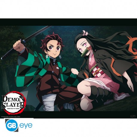 Poster chibi de Tanjiro et Nezuko dans Demon Slayer