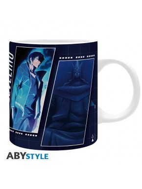 Taza de Solo Leveling con Jinwoo en azul