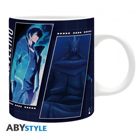 Taza de Solo Leveling con Jinwoo en azul