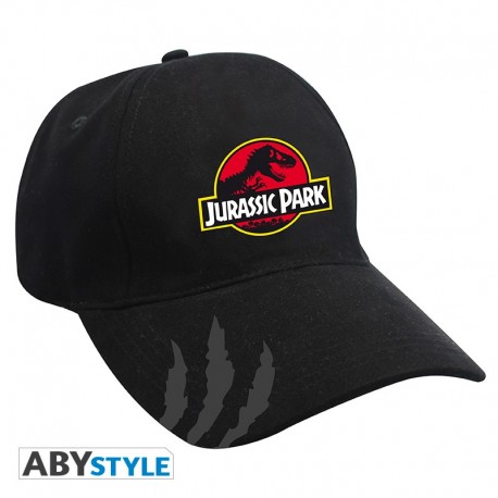 Gorra negra de Jurassic Park con logotipo