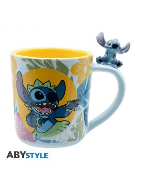 Taza 3D de Stitch hawaiano con asa decorativa
