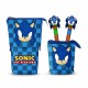Estuche Sonic The Hedgehog azul con bolígrafos borrables