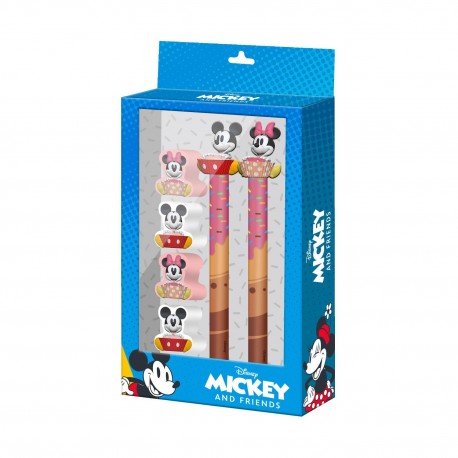Pack papelería Disney Mickey y Minnie bolígrafo y lápiz