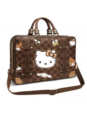 Bolso para portátil Hello Kitty marrón con personajes