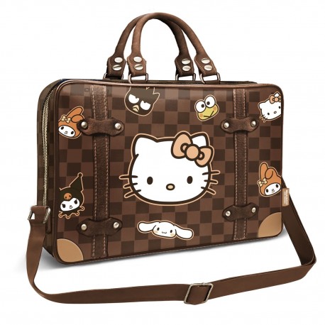 Bolso para portátil Hello Kitty marrón con personajes