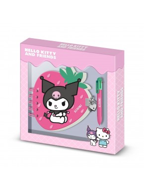 Pack journal Hello Kitty Kuromi fraise et stylo multicolore