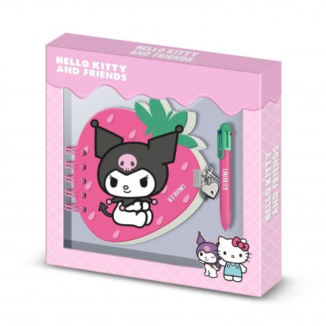 Pack journal Hello Kitty Kuromi fraise et stylo multicolore