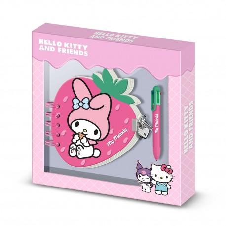 Pack diario y bolígrafo Hello Kitty My Melody en caja