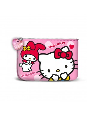 Monedero Hello Kitty rosa con cremallera y diseño adorable