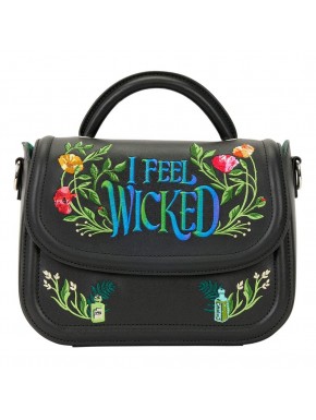 Bolsa preta Wicked da Loungefly com bordados florais
