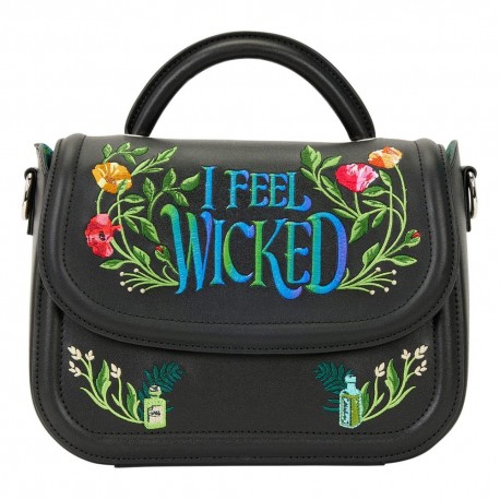 Bolsa preta Wicked da Loungefly com bordados florais