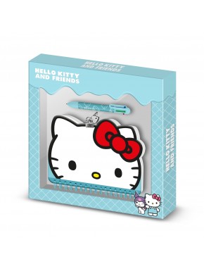 Pack journal Hello Kitty et stylo multicolore dans boîte bleue