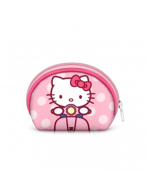 Monedero oval rosa de Hello Kitty con diseño de moto