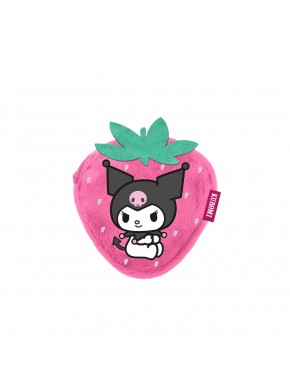 Monedero rosa fresa de Kuromi con textura de peluche