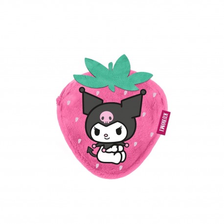 Monedero rosa fresa de Kuromi con textura de peluche