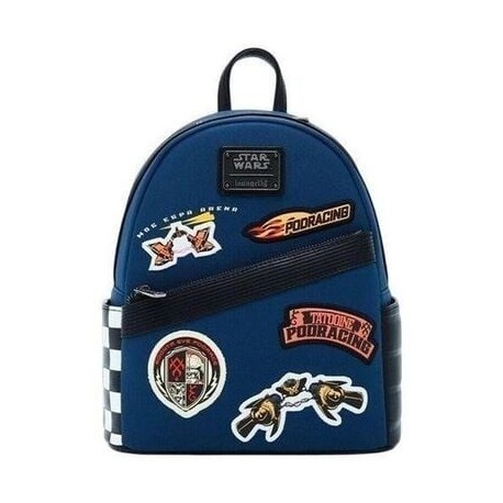 Mochila azul Star Wars com patches de corridas