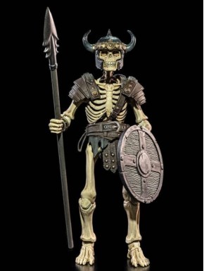 Figura esqueleto Mythic Legions con lanza y escudo