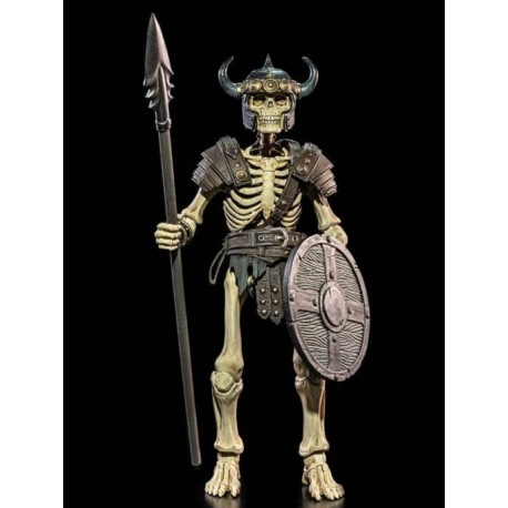 Figura esqueleto Mythic Legions con lanza y escudo