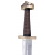 Épée viking avec fourreau doré et poignée marron