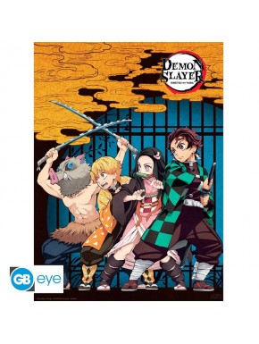 Poster Chibi Demon Slayer avec personnages du groupe