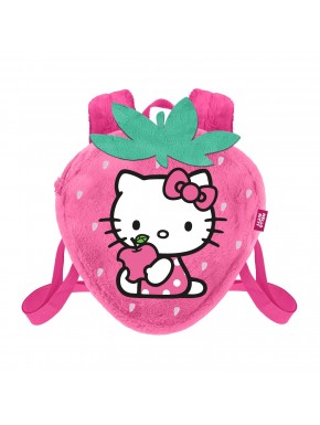 Mochila rosa de pelúcia Hello Kitty Morango