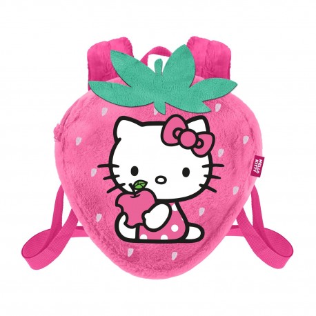 Mochila rosa de pelúcia Hello Kitty Morango