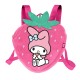 Mochila de pelúcia rosa Hello Kitty My Melody com design de morango
