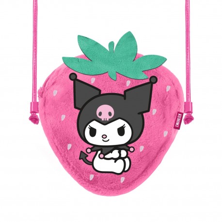 Bolso bandolera rosa de Hello Kitty Kuromi con forma de fresa