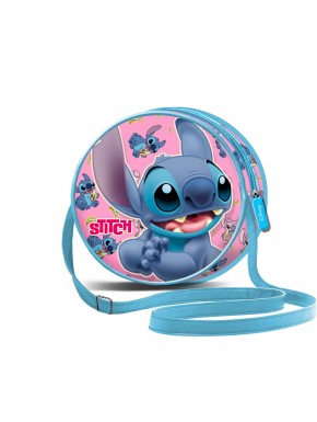 Bolsa transversal redonda Lilo e Stitch em azul e rosa