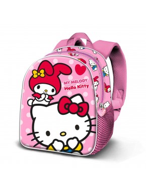 Mochila rosa Hello Kitty pré-escolar com design em relevo