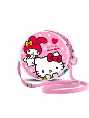 Bolso bandolera redondo rosa de Hello Kitty con My Melody.