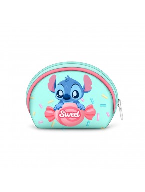 Porta-moedas azul com design de Stitch e doce