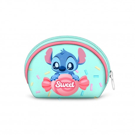 Porta-moedas azul com design de Stitch e doce