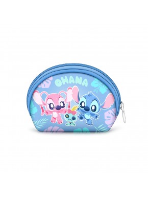 Porta-moedas azul Lilo e Stitch com zíper
