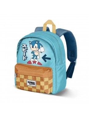 Sac à dos bleu Sonic The Hedgehog avec poche frontale
