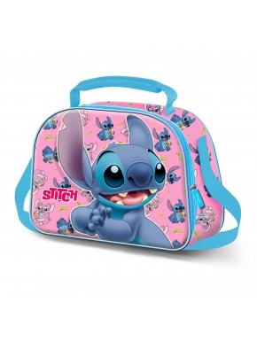Bolsa portamerienda 3D Lilo y Stitch azul con forro isotérmico