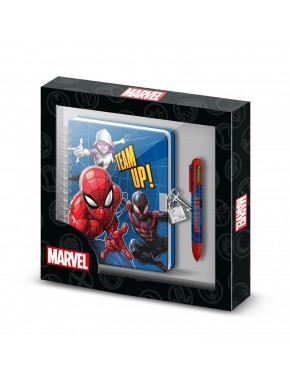 Pack diario A5 y bolígrafo Spiderman en caja de regalo