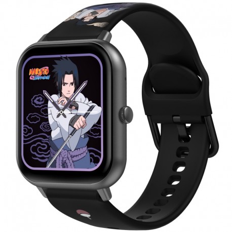 Reloj inteligente negro con Sasuke de Naruto Shippuden