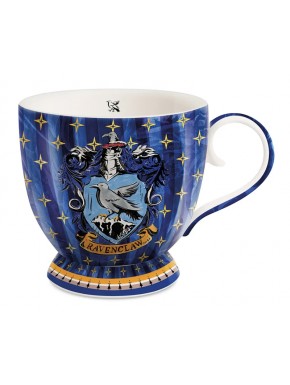 Taza azul Ravenclaw Harry Potter con escudo y estrellas doradas