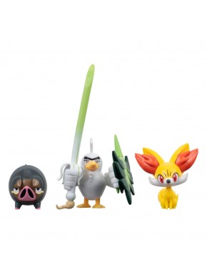 Pack de figuras Pokémon Fennekin, Lechonk y Sirfetch'd